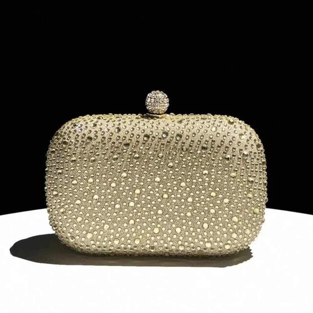 Elegant Red Crystal Evening Clutch